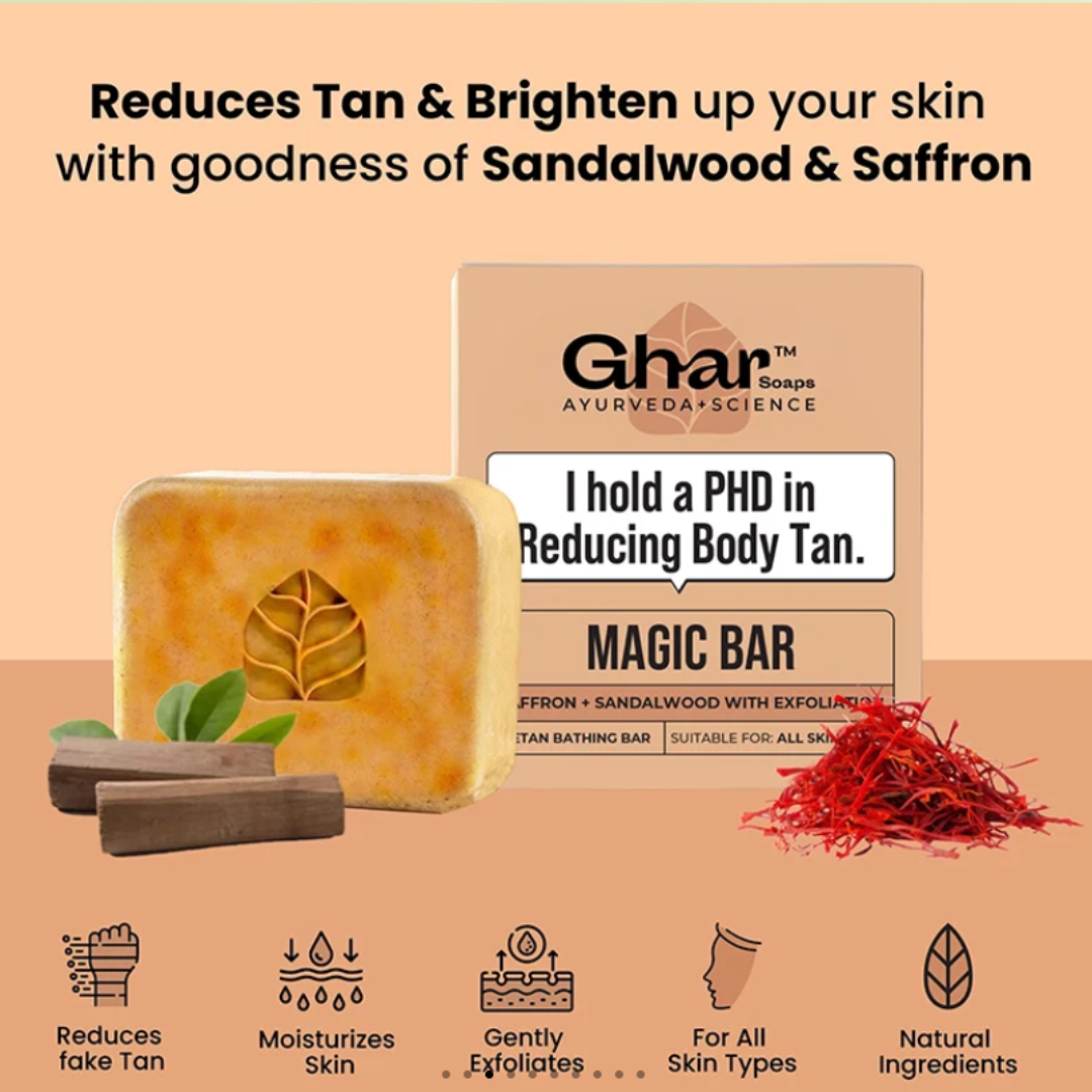 The De-Tan Bar — Sandalwood & Saffron, Set of 3